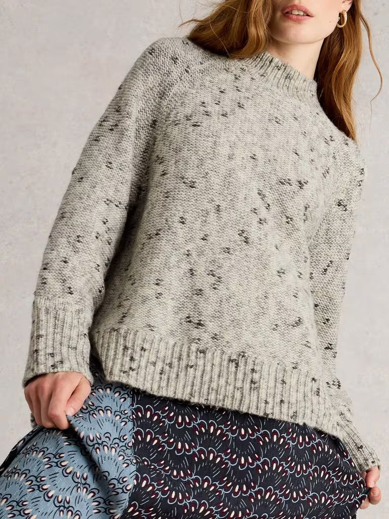White Stuff Mono Nep Roll Neck Ivory