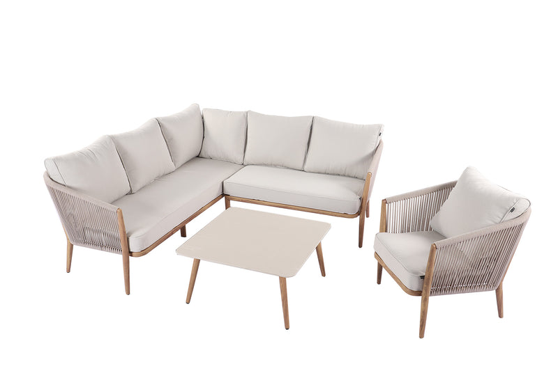 Portico Square Corner Sofa Set Wood Effect Aluminium Frame