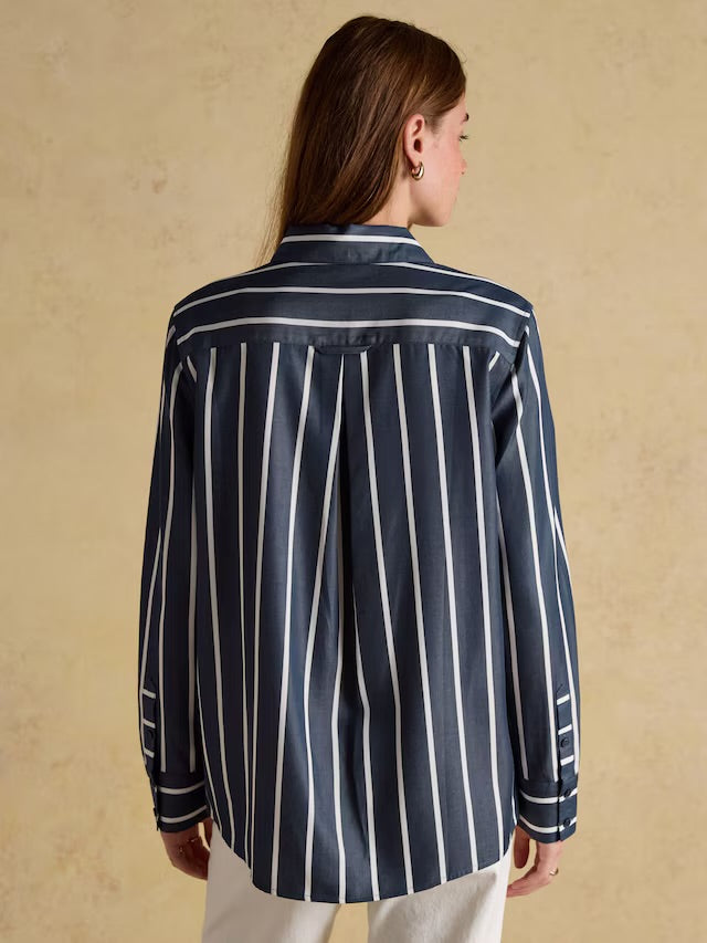 Joules Women’s Claudia Navy Cream Stripe Boyfriend Shirt