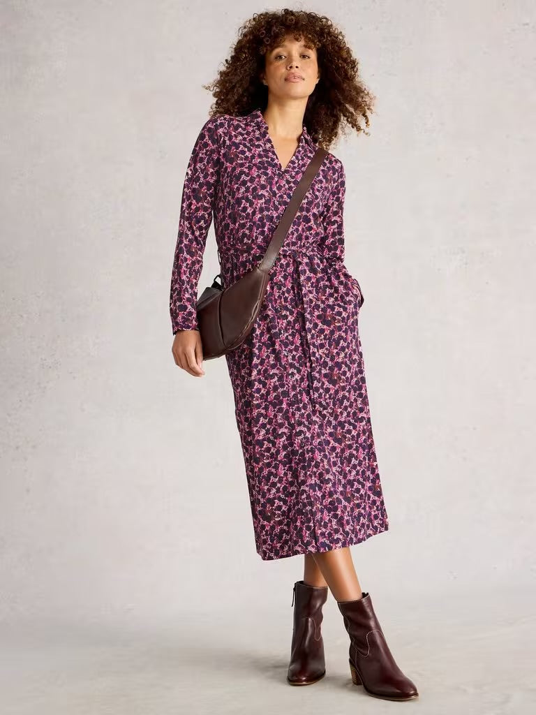 White Stuff Women’s Annie Jersey Collared Shirt Dress in Pink MLT