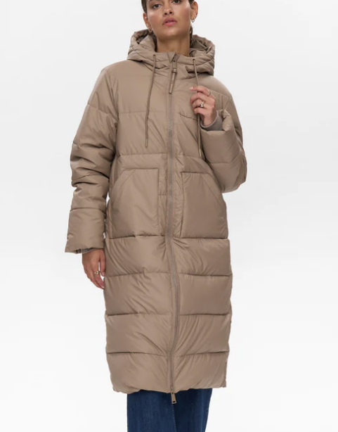 Numph Ladies Long Jacket NUBirra in Taupe Gray, Birra Coat