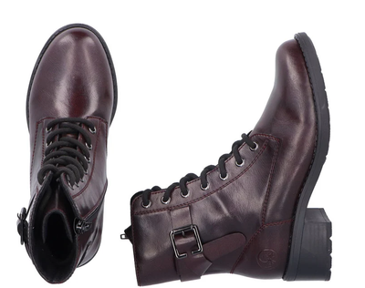 Rieker Ladies Lace Up Ankle Boot 75431-35 Red