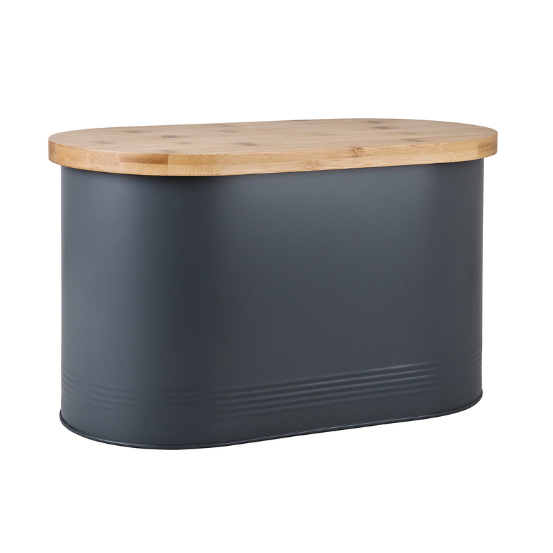 Denby Bread Bin With Wooden Lid Grey