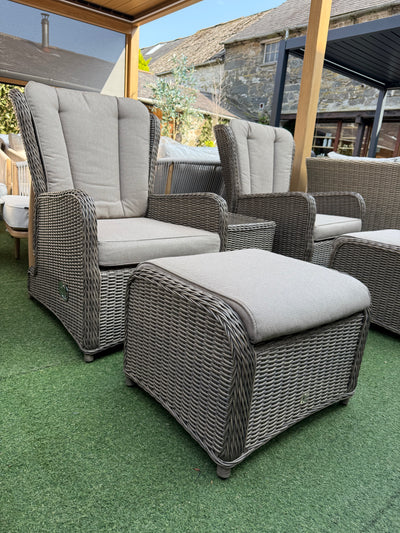 Elba Reclining High Back Lounge Set With Footstools & Side Table