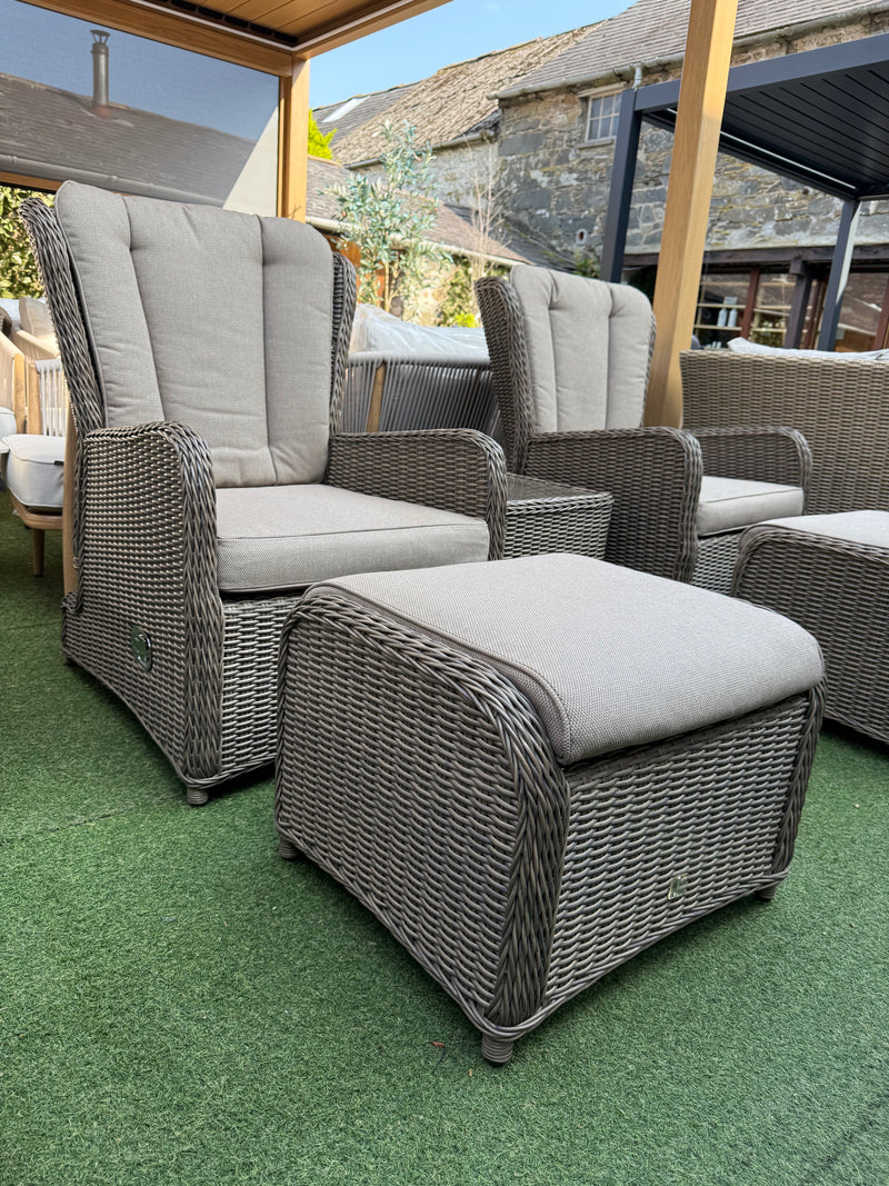 Elba Reclining High Back Lounge Set With Footstools & Side Table