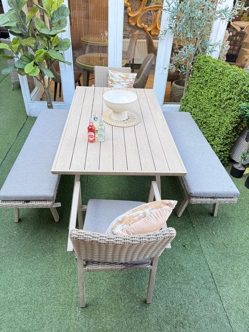 Vienna Contemporary Picnic Set Aluminium Wood Effect Set