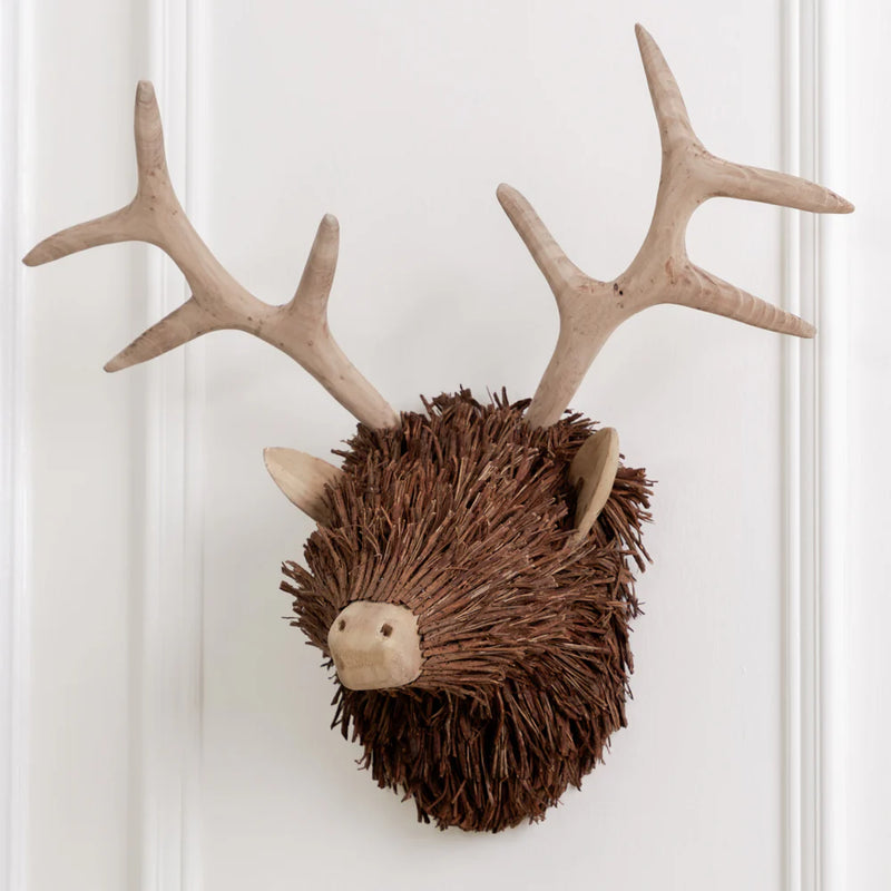 Voyage Maison Stirling Wall Mount Stag Head Wooden Sculpture Brown