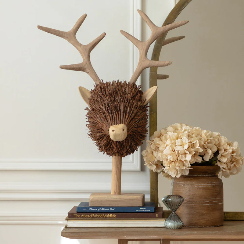 Voyage Maison Stirling Stag Head Wooden Sculpture Brown