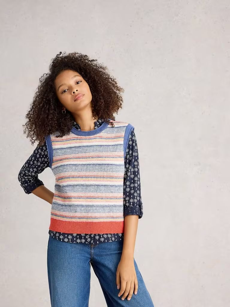 White Stuff Women’s Tara Texture Tank in Blue MLT