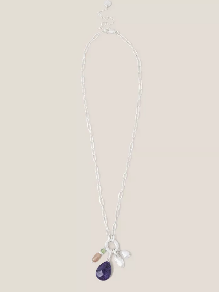 White Stuff Multi Charm Necklace in Blue