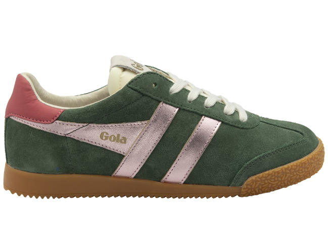 Gola Ladies Trainers Elan Glitz CLB790 Evergreen Pink Coral