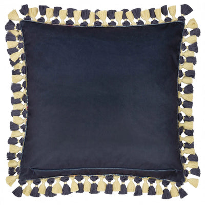 Morris & Co Cray Tasselled Velvet Cushion Indigo/Berry