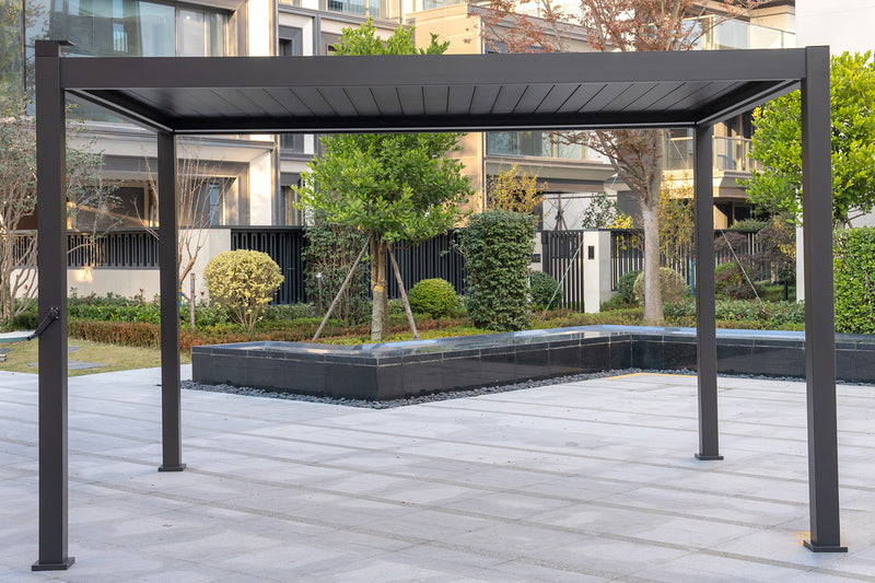 Hartman Premium 3m x 3m Pergola Dark Grey Aluminium Framed