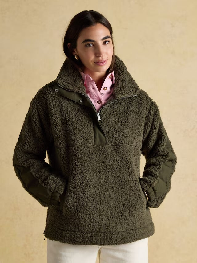 Joules Women’s Tilly Khaki Green Quarter Zip Fleece