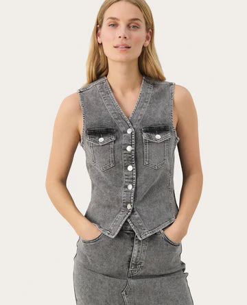 Part Two JaniellePW Grey Denim Waistcoat