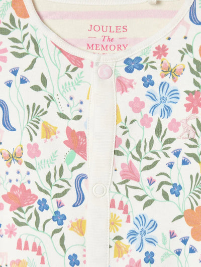 Joules Girls' Razamataz Cream Horse Print Cotton Babygrow