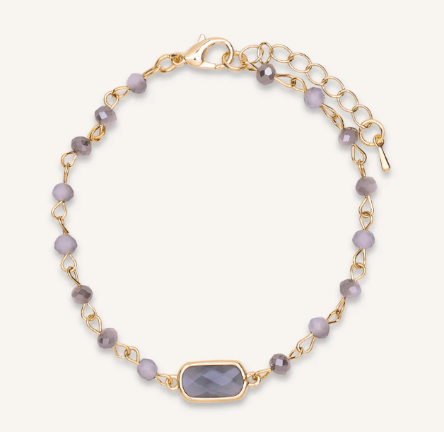 D&X Grey Crystal Clasp Bracelet in Gold Tone