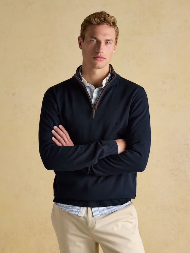 Joules Men’s Hillside Navy Blue Quarter Zip Knitted Jumper