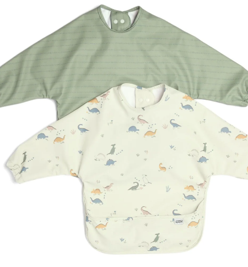 Mamas & Papas Long-sleeved Bibs (2 Pack) - Dino Stripe