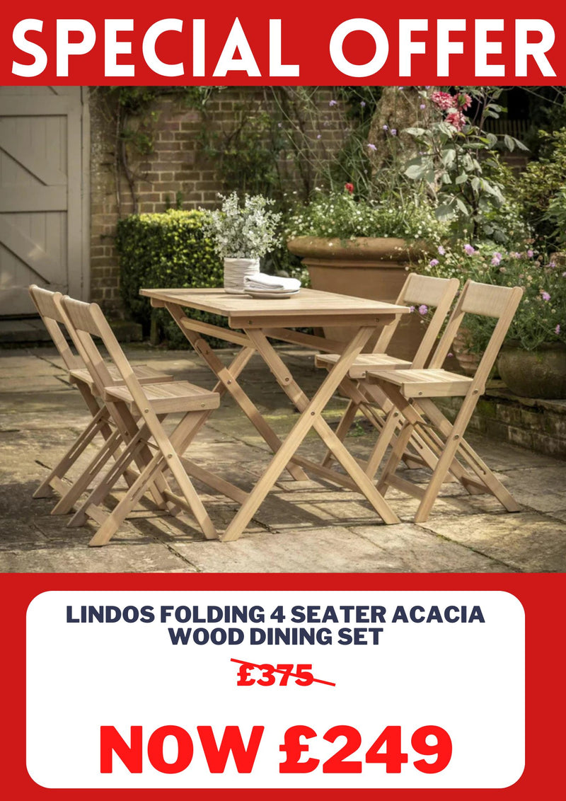 Lindos Folding 4 Seater Acacia Wood Dining Set
