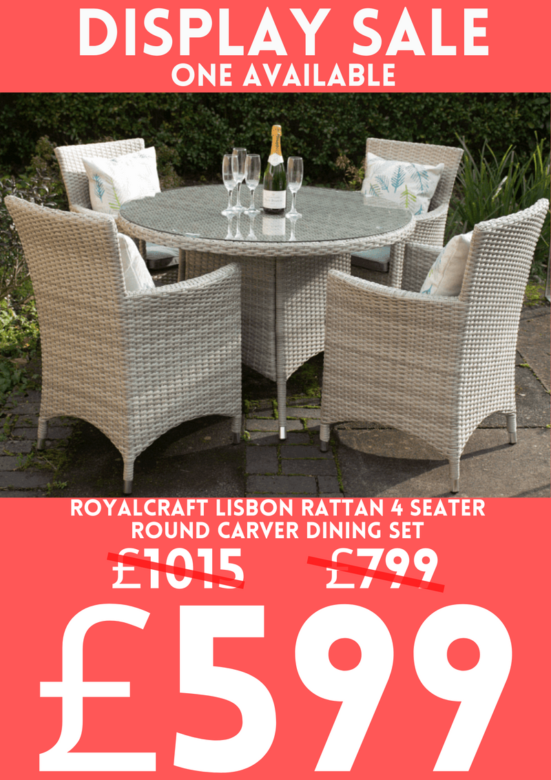 Royalcraft Lisbon Rattan 4 Seater Round Carver Dining Set