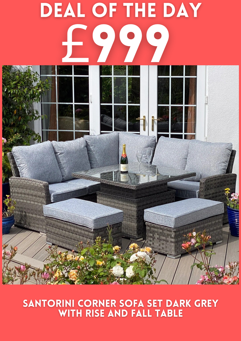 Santorini Corner Sofa Set Dark Grey With Rise and Fall Table