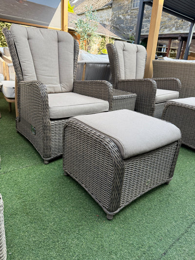 Elba Reclining High Back Lounge Set With Footstools & Side Table