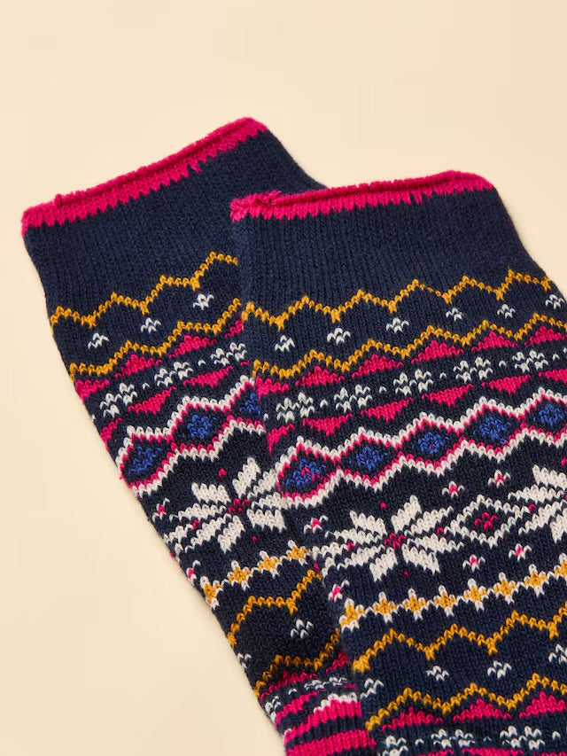 Joules Lucille Fairisle Socks - Navy