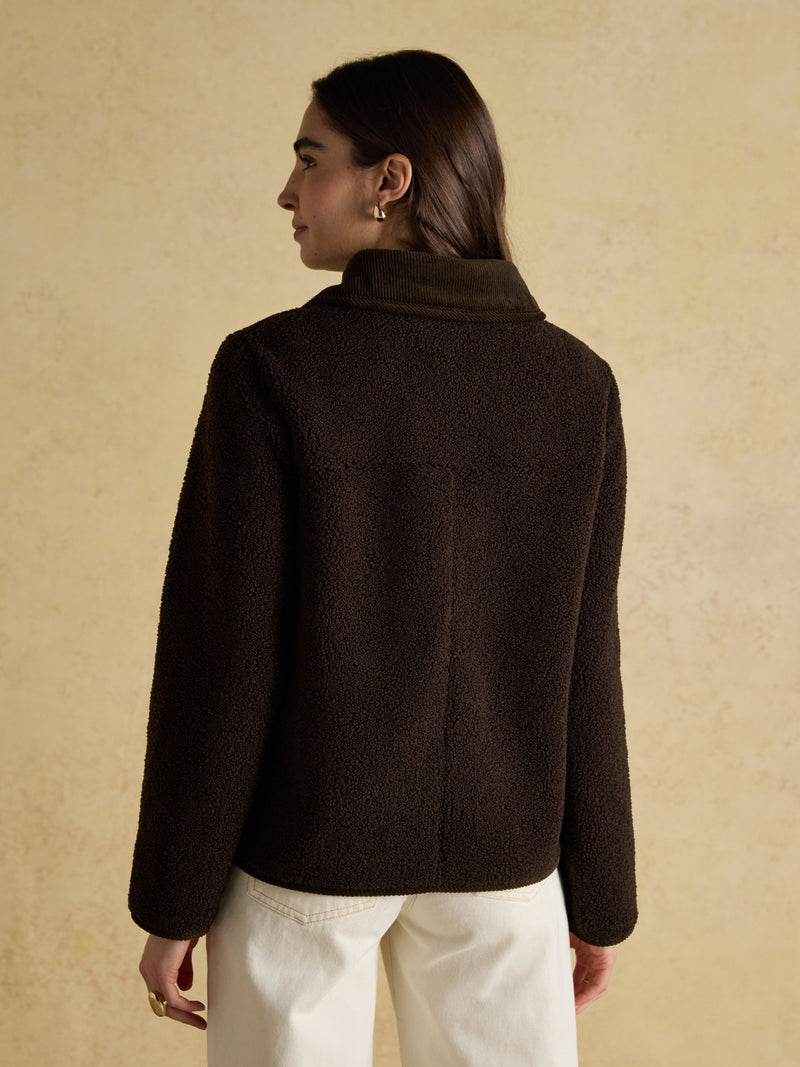 Joules Women’s Sadie Fleece Jacket in Chocolate