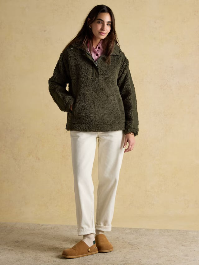 Joules Women’s Tilly Khaki Green Quarter Zip Fleece