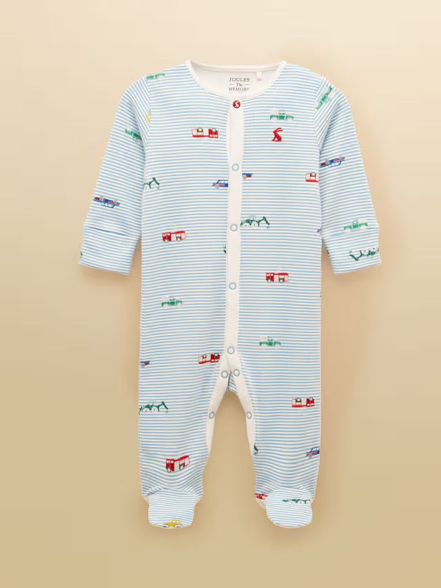 Joules Razamataz Blue Cotton Babygrow-Cars