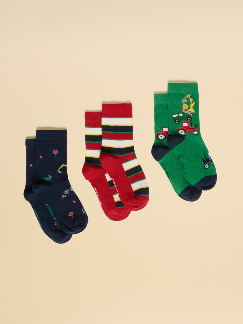 Joules Boys Eat Feet 3PK Vehicle Socks