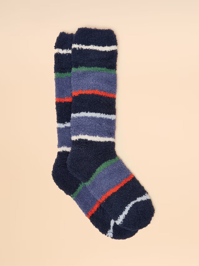 Joules Kids Fluffy Socks Blue Stripe Socks