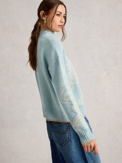 White Stuff Fenella Floral Jumper Blue