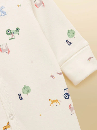 Joules Razamataz Cream Cotton Babygrow-Farm