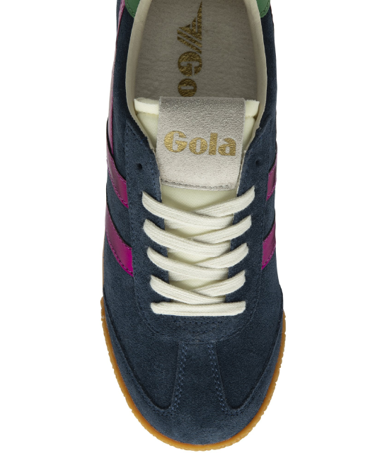 Gola Ladies Trainers Elan Glitz CLB790 Navy Fuchsia Emerald Suede