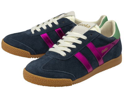 Gola Ladies Trainers Elan Glitz CLB790 Navy Fuchsia Emerald Suede