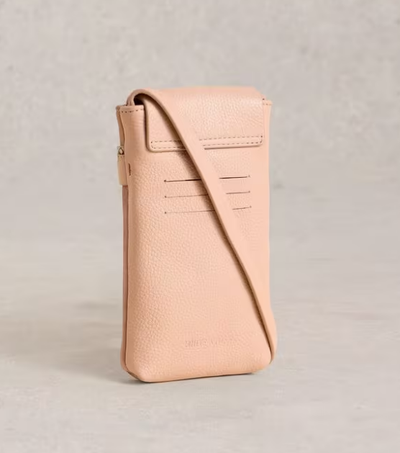 White Stuff Emmy Leather Phone Bag in Dusty Pink