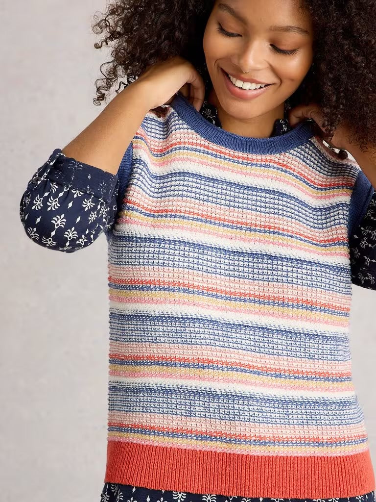 White Stuff Women’s Tara Texture Tank in Blue MLT