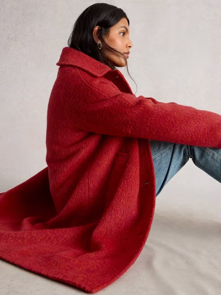 White Stuff Women’s Kelsey Wool Blend Coat in Bright Red