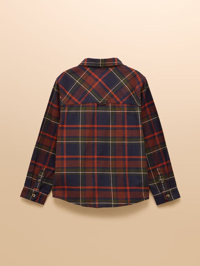 Joules Kids Boys Brushed Flannel Navy Check Checked Shirt