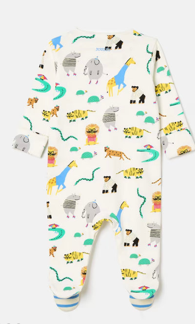 Joules Baby Razamataz Cotton Babygrow - Cream Zoo Print