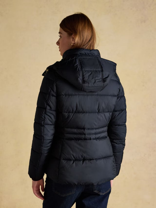 Joules Women’s Hadlow Navy Showerproof Padded Coat with Hood