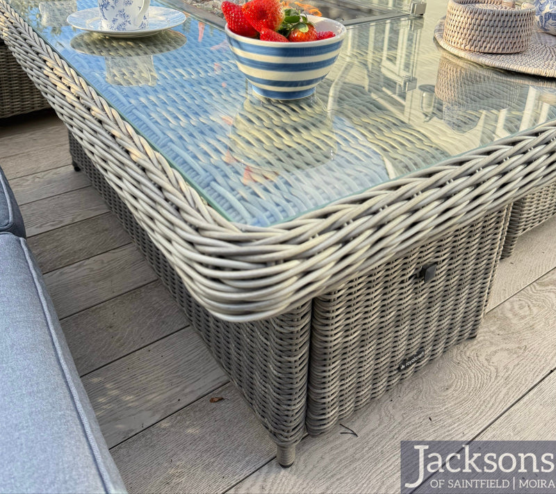 Royalcraft Wentworth 8 Seater Deluxe Modular Corner Dining Lounging Set with Square Fire Pit Table