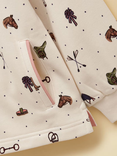 Joules Girls' Burnham Cream Funnel Neck Sweatshirt in Cream