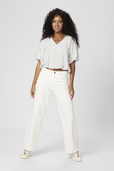 Kaffe Women’s Gwen Blouse in Chalk/Black Dot