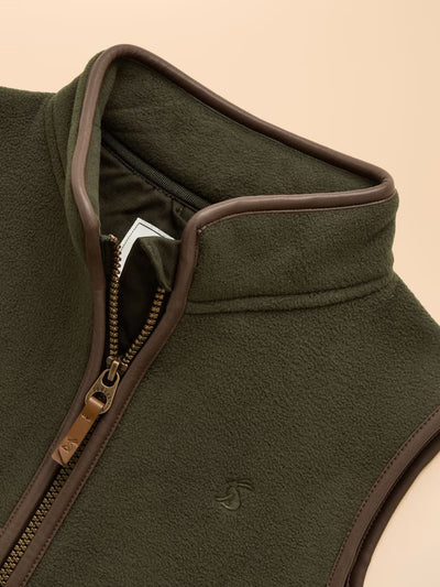 Joules Kids' Heritage Dark Green Fleece Gilet in Dark Green