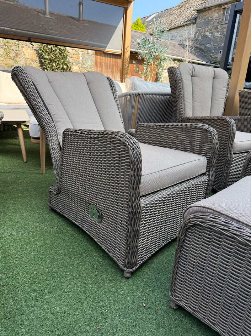 Elba Reclining High Back Lounge Set With Footstools & Side Table