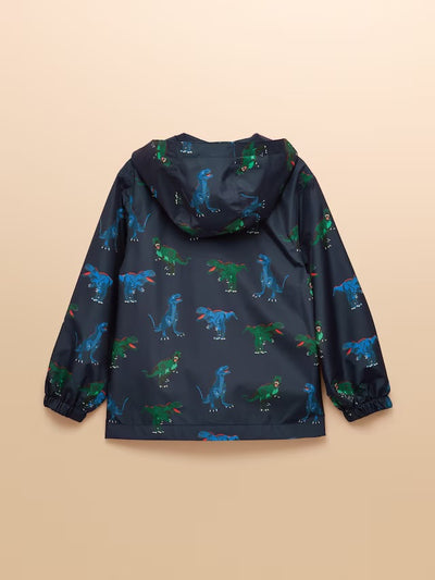 Joules Boys’ Rainwell Waterproof Jacket With Hood - Navy Dino