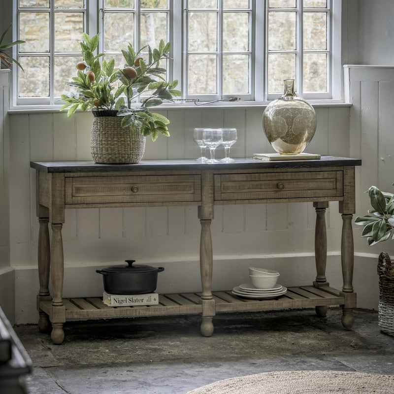 Banff Marble Top 2 Drawer Console